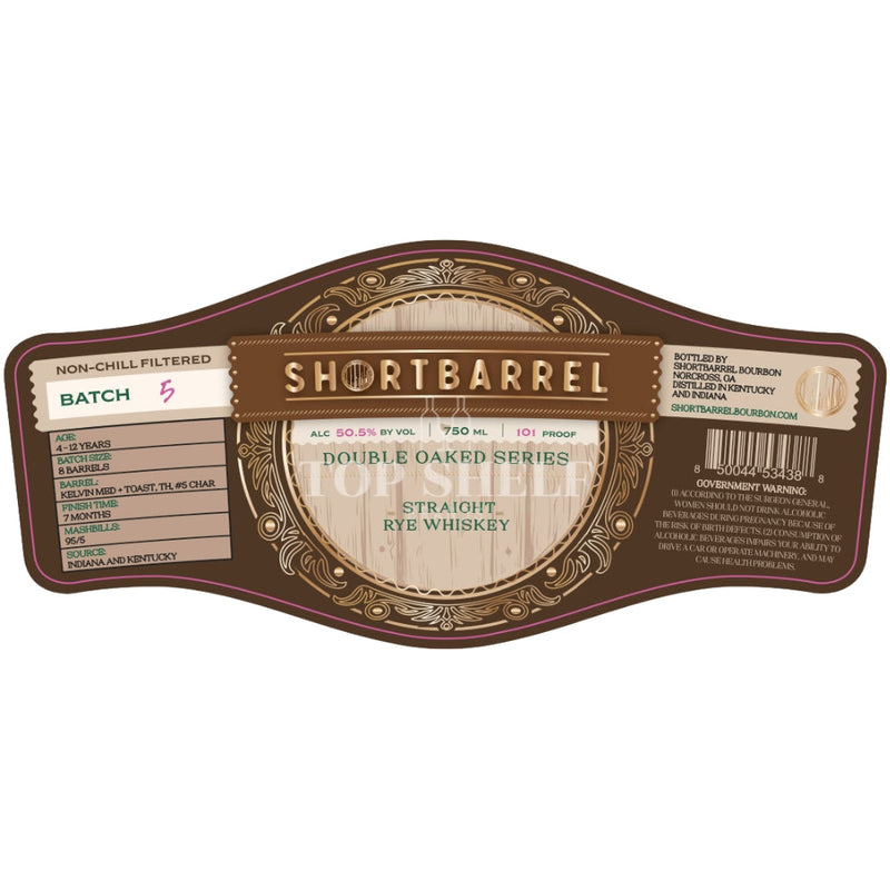 Shortbarrel Double Oaked Series Straight Rye Whiskey