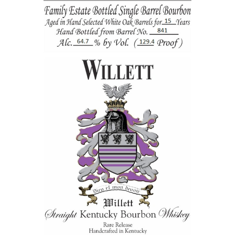 Willet 15 Year Old Single Barrel Bourbon Barrel 