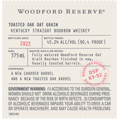 Woodford Reserve Toasted Oak Oat Grain Bourbon