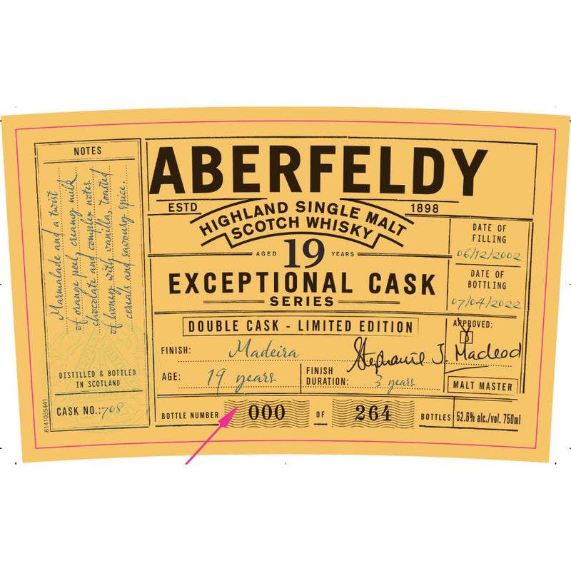 Aberfeldy 19 Year Old Exceptional Cask Series Madeira Finish - Main Street Liquor