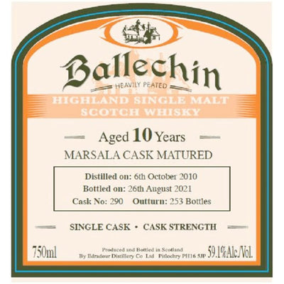 Ballechin Marsala Cask Matured Single Malt Scotch 10 Year Old - Main Street Liquor