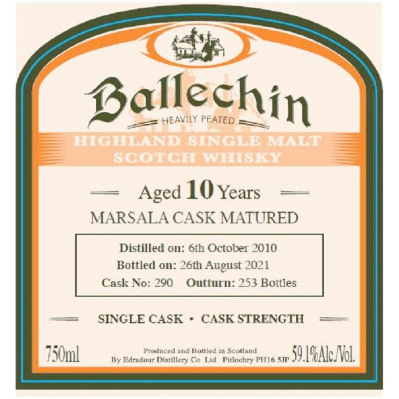 Ballechin Marsala Cask Matured Single Malt Scotch 10 Year Old - Main Street Liquor