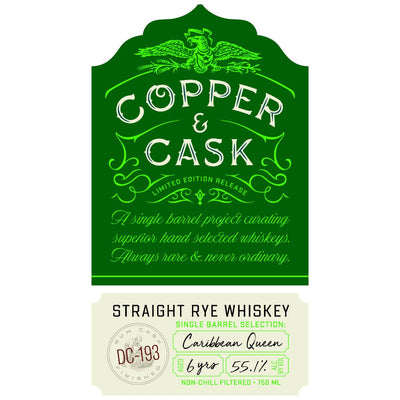 Copper & Cask Straight Rye Whiskey Caribbean Queen - Main Street Liquor