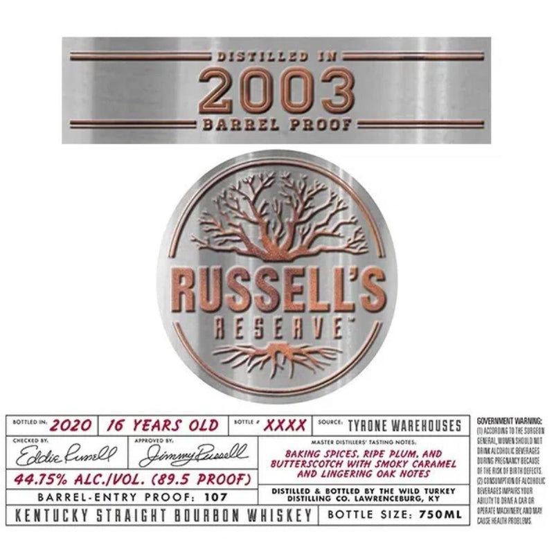 Russell’s Reserve 2003 Barrel Proof Bourbon - Main Street Liquor