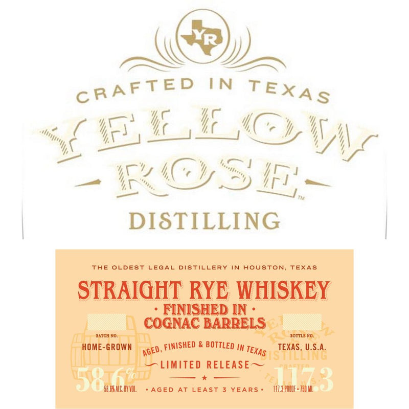 Yellow Rose Distilling Straight Rye Finished In Cognac Barrels - Main Street Liquor